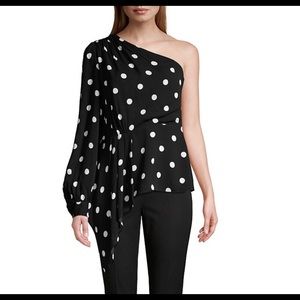 ELIE TAHARI
Kristy Polka Dot One-Shoulder Top